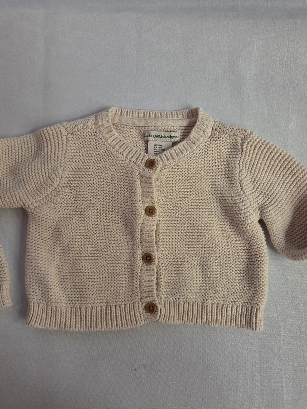 Carter's Light Cream Knit Baby Cardigan with Wooden Buttons